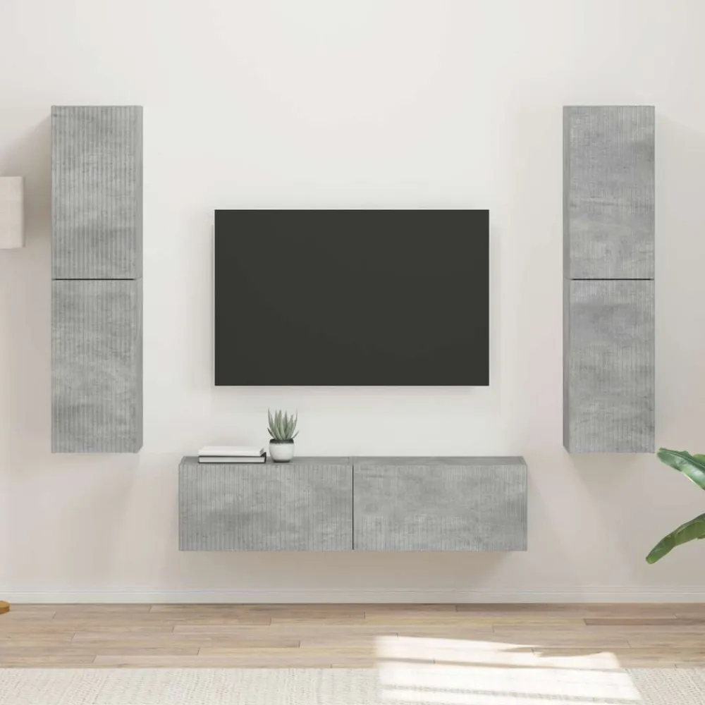 vidaXL Conjunto de mueble de TV 6 pcs Gris Concreto Gris hormigón Online