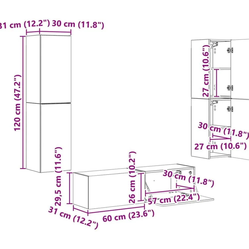 vidaXL Conjunto de mueble de TV 6 pcs Gris Concreto Gris hormigón Online