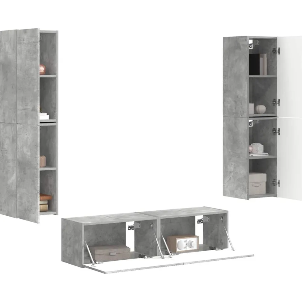 vidaXL Conjunto de mueble de TV 6 pcs Gris Concreto Gris hormigón Online
