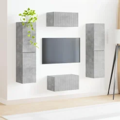 vidaXL Conjunto de mueble de TV 6 pcs Gris Concreto Gris hormigón Online