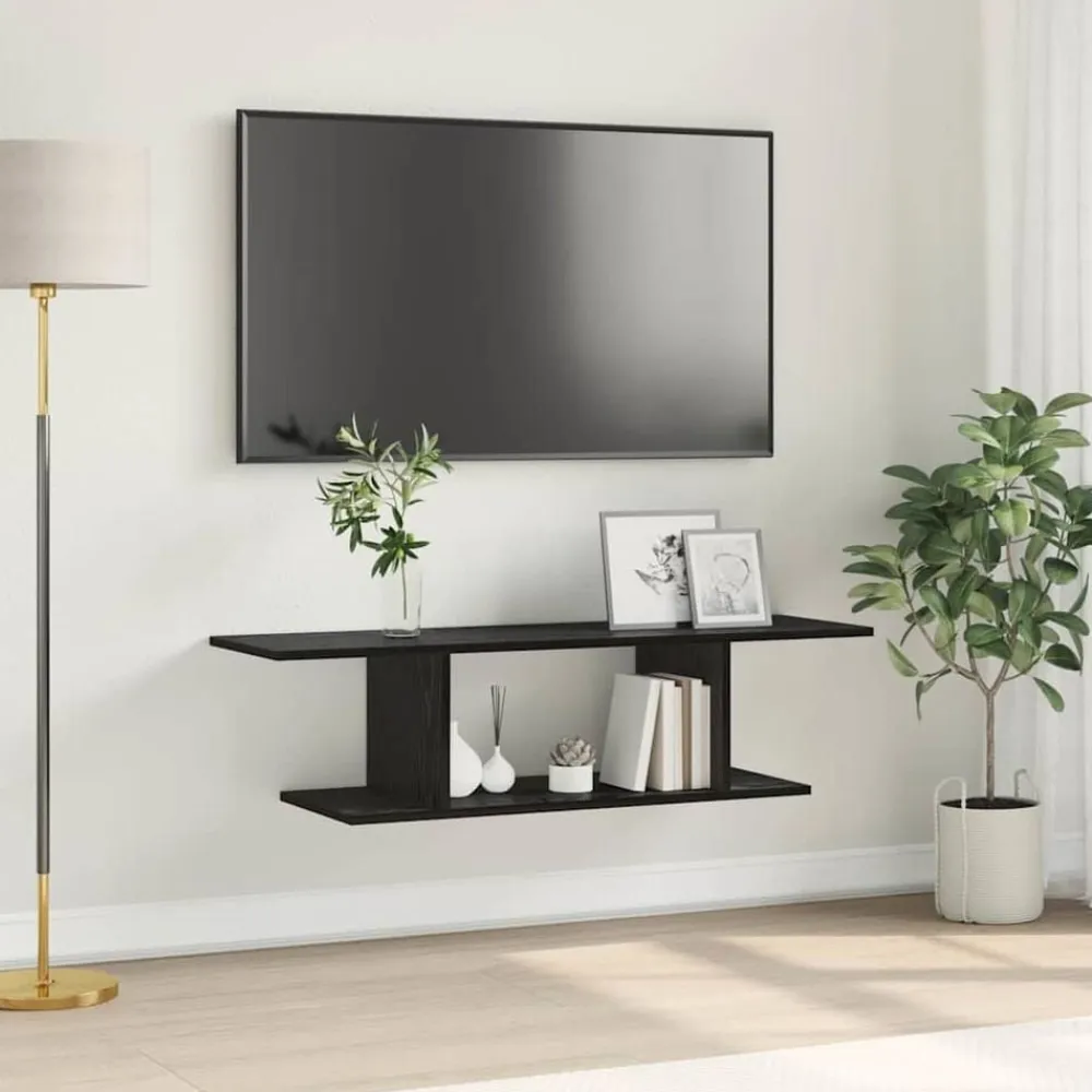 vidaXL Conjunto de mueble de TV Negro 103 x 30 x 26,5 cm Roble negro New