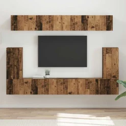 vidaXL Conjunto de mueble de TV Montaje en la pared 5 pcs Madera vieja Outlet