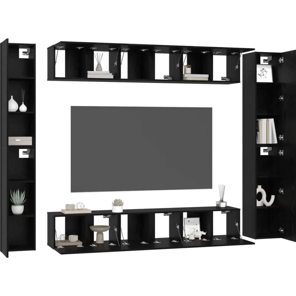vidaXL Muebles Tv-Conjunto de mueble de TV Montaje en la pared 10 pcs
