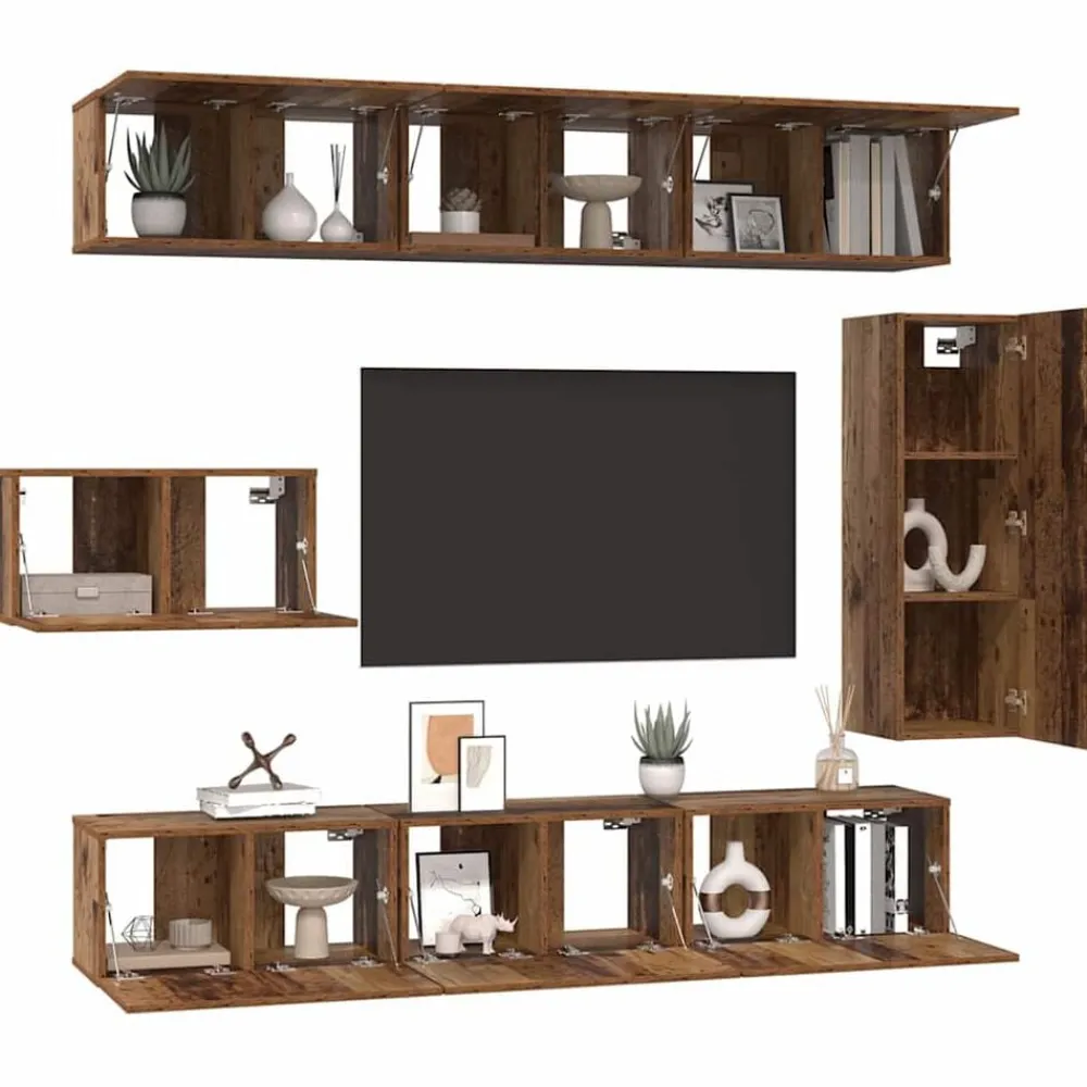 vidaXL Conjunto de mueble de TV 8 pcs Madera envejecida Outlet