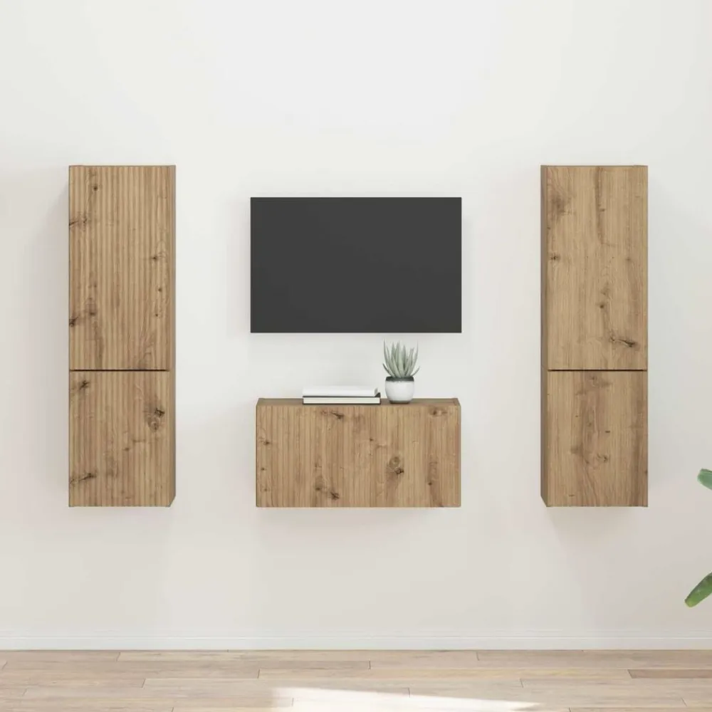 vidaXL Muebles Tv-Conjunto de mueble de TV 5 pcs Roble artesanal