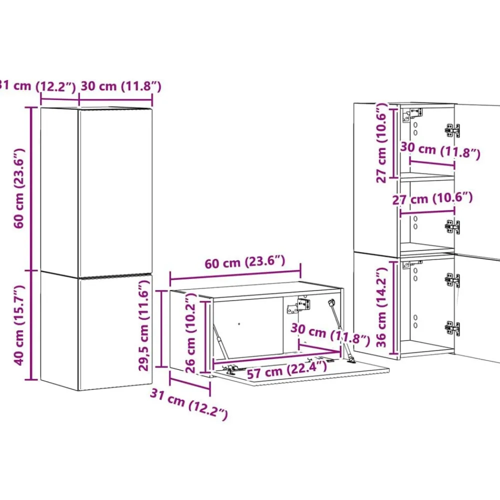 vidaXL Muebles Tv-Conjunto de mueble de TV 5 pcs Roble artesanal