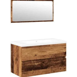 vidaXL Conjunto de muebles de baño de madera antigua madera ingeniería Madera envejecida Hot