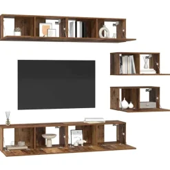 vidaXL Muebles Tv-Conjunto de mueble de TV Montaje en la pared 6 pcs