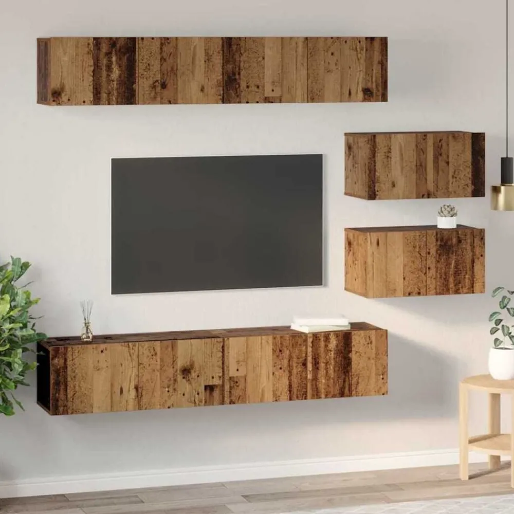 vidaXL Muebles Tv-Conjunto de mueble de TV Montaje en la pared 6 pcs