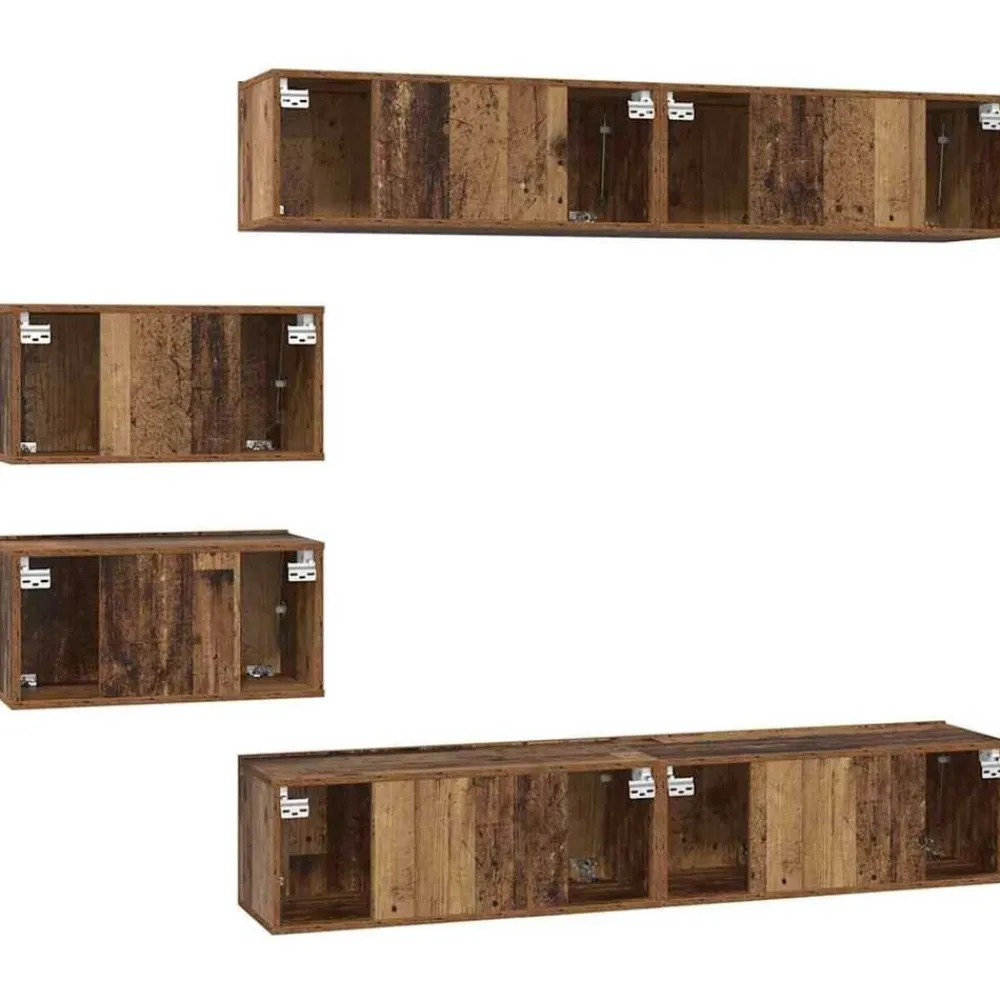 vidaXL Muebles Tv-Conjunto de mueble de TV Montaje en la pared 6 pcs