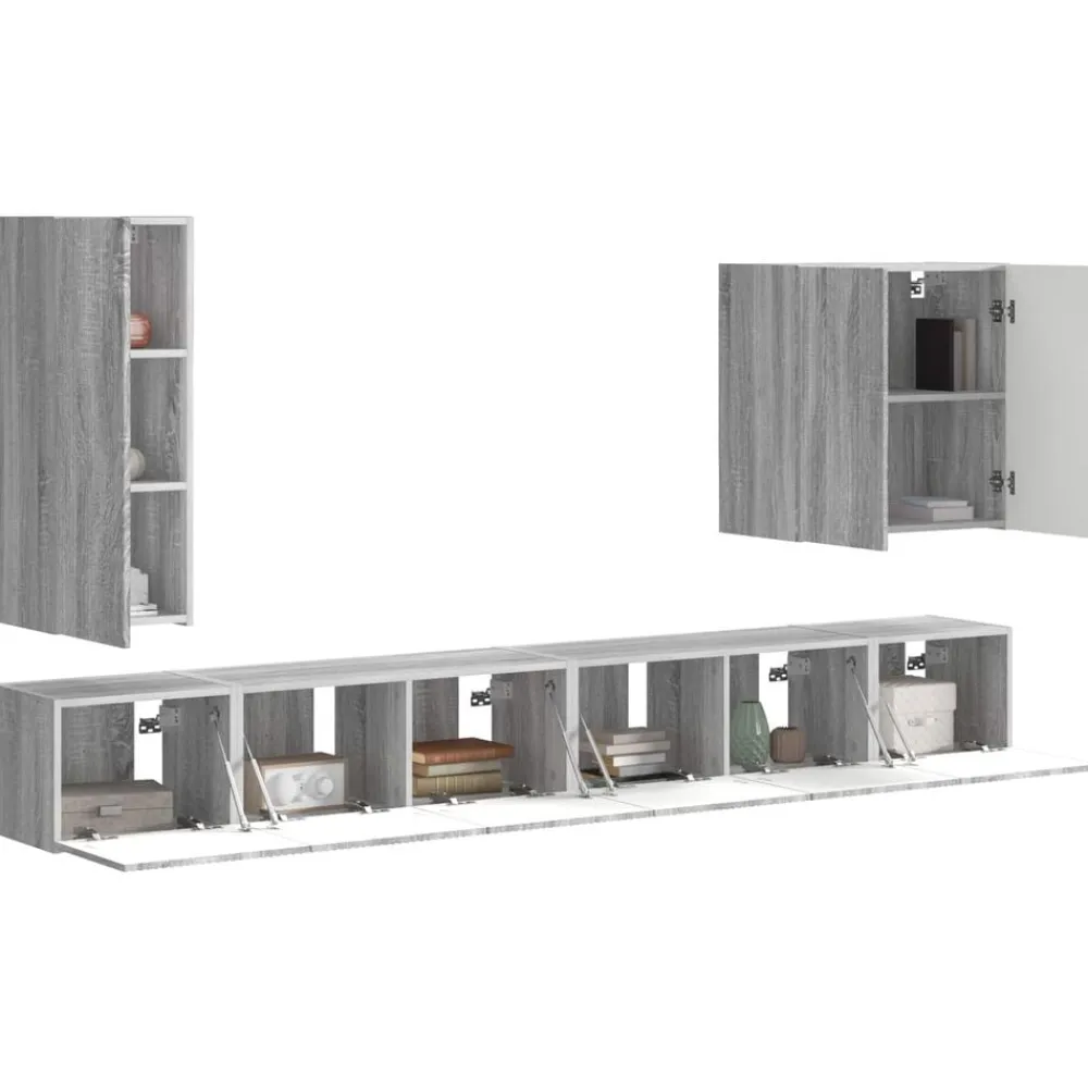 vidaXL Conjunto de mueble para TV de pared 6 pcs Gris sonoma Online