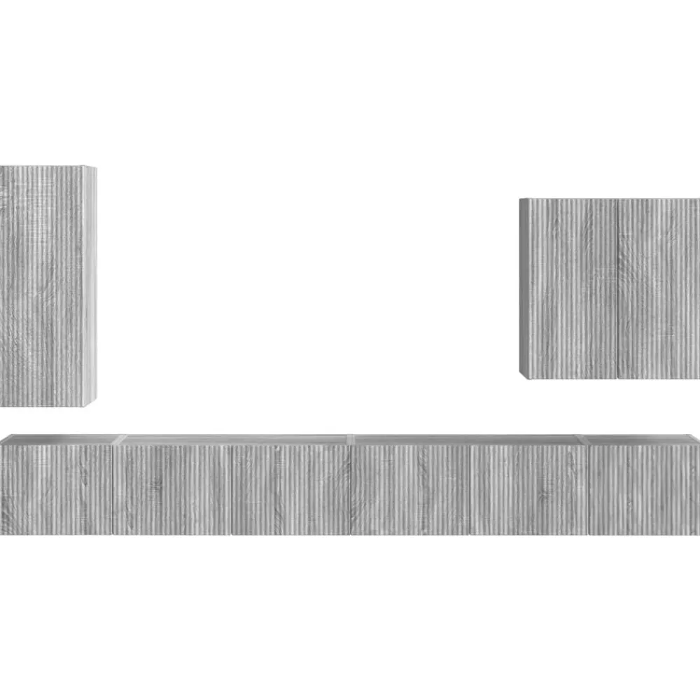 vidaXL Conjunto de mueble para TV de pared 6 pcs Gris sonoma Online