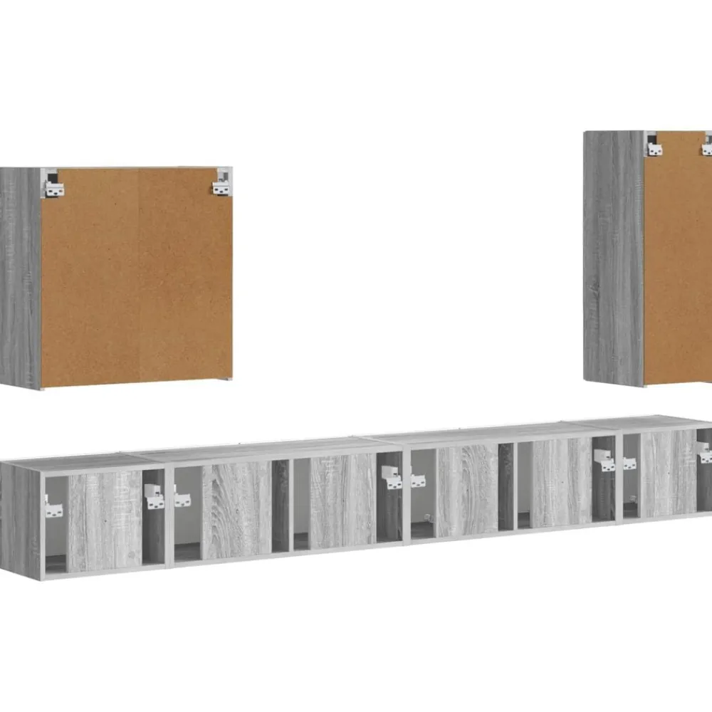 vidaXL Conjunto de mueble para TV de pared 6 pcs Gris sonoma Online