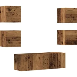 vidaXL Muebles Tv-Conjunto de mueble de TV 5 piezas montado la pared madera vieja