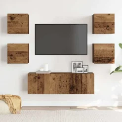 vidaXL Muebles Tv-Conjunto de mueble de TV 5 piezas montado la pared madera vieja