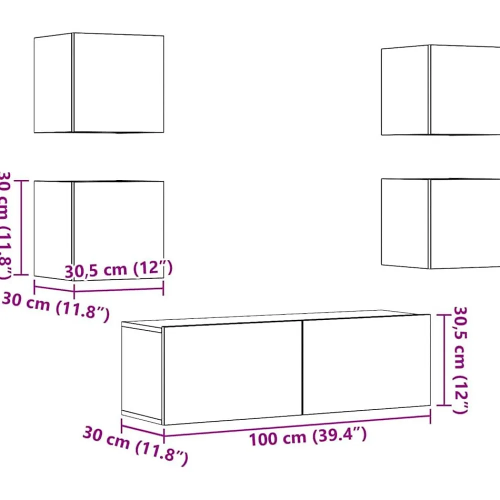 vidaXL Muebles Tv-Conjunto de mueble de TV 5 piezas montado la pared madera vieja