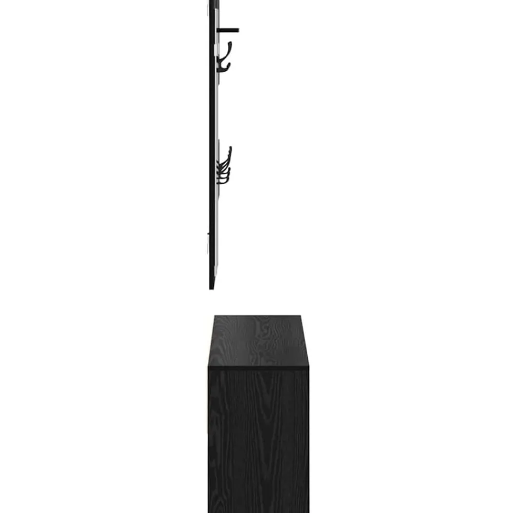 vidaXL Bancos-Conjunto de muebles de recibidor con cajón 4 pcs Roble Negro