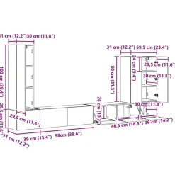 vidaXL Conjunto de mueble para TV de pared 6 pcs brillante