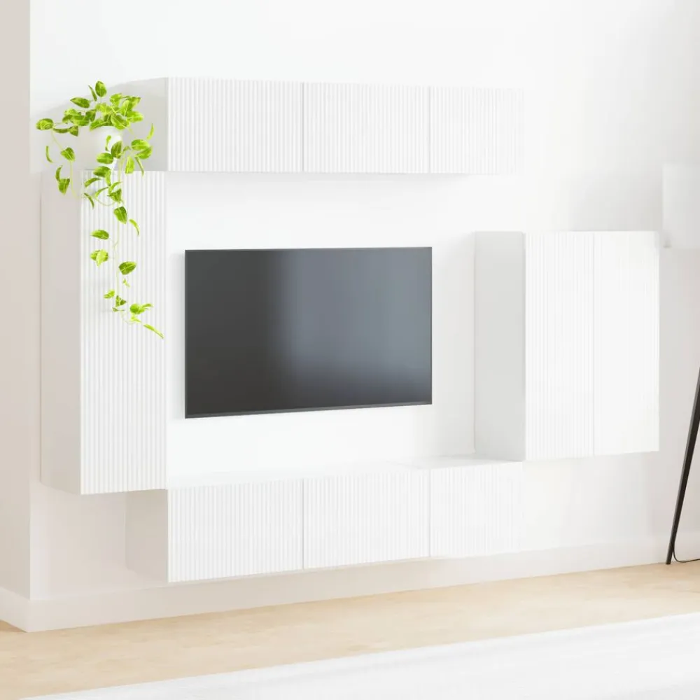 vidaXL Conjunto de mueble para TV de pared 6 pcs brillante
