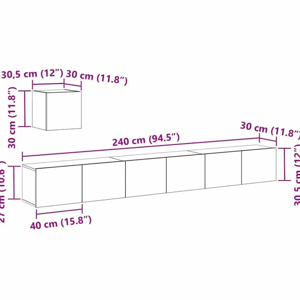 vidaXL Conjunto de mueble de TV Madera de ingeniería Roble negro Outlet