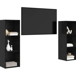 vidaXL Conjunto de mueble de TV 2 pcs 107 x 35 x 37 cm Roble negro Hot