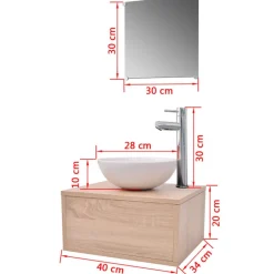 vidaXL Conjuntos De Muebles-Conjunto de muebles de baño con lavabo y grifo 4 piezas