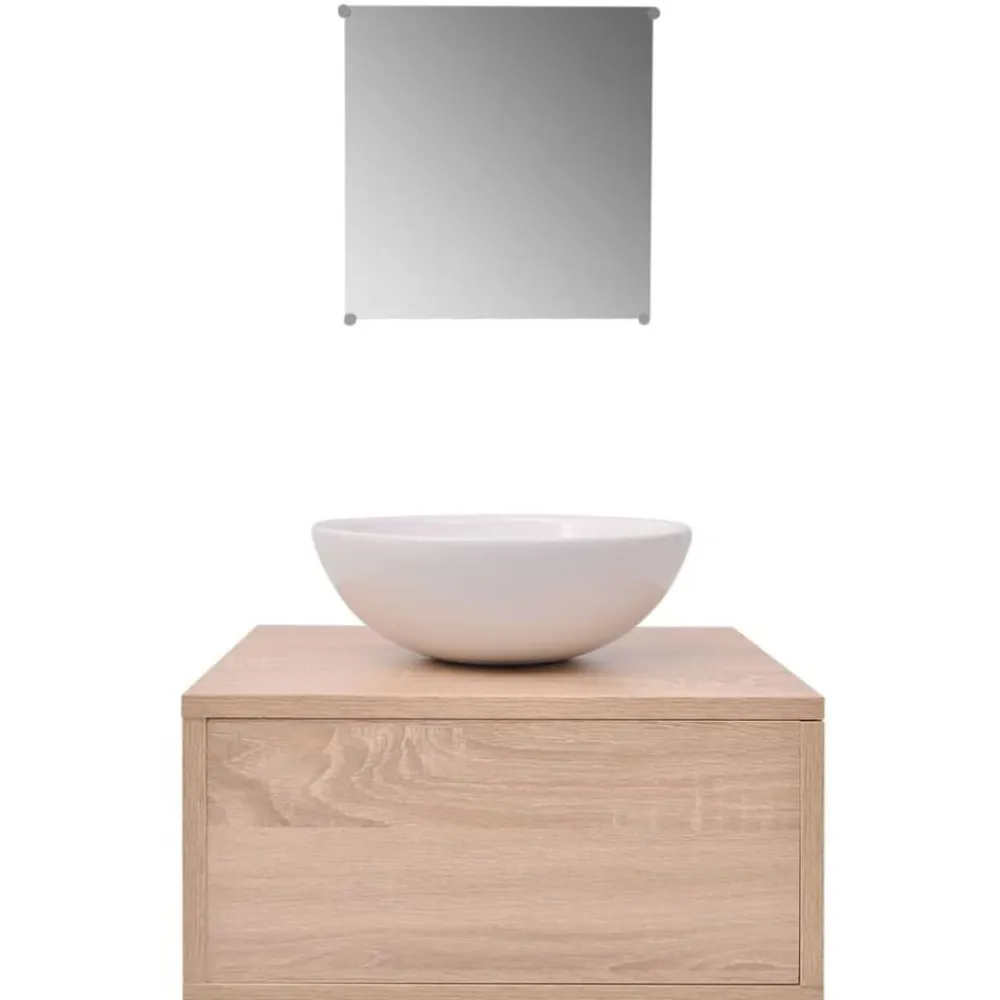vidaXL Conjuntos De Muebles-Conjunto de muebles de baño con lavabo y grifo 4 piezas