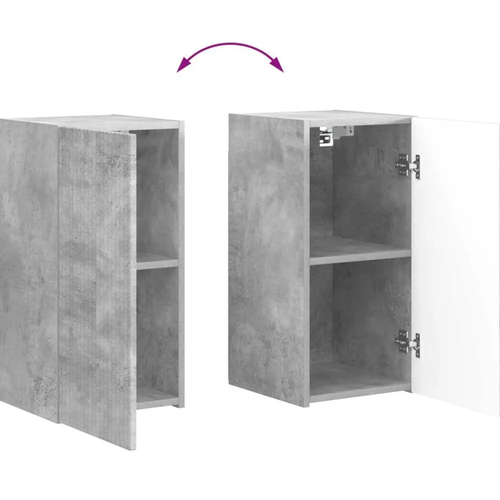 vidaXL Muebles Tv-Conjunto de mueble para TV de pared 4 pcs Gris Concreto