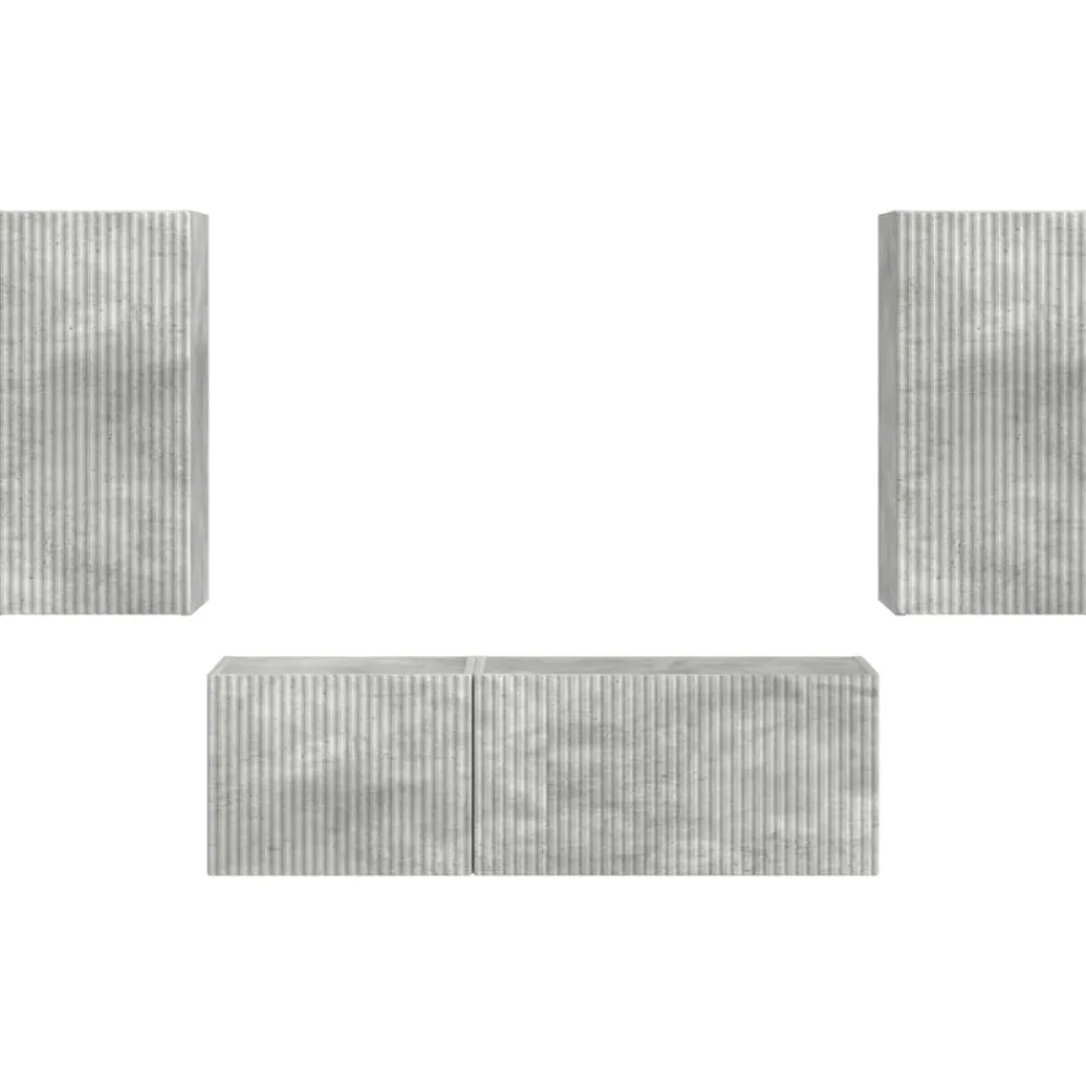 vidaXL Muebles Tv-Conjunto de mueble para TV de pared 4 pcs Gris Concreto