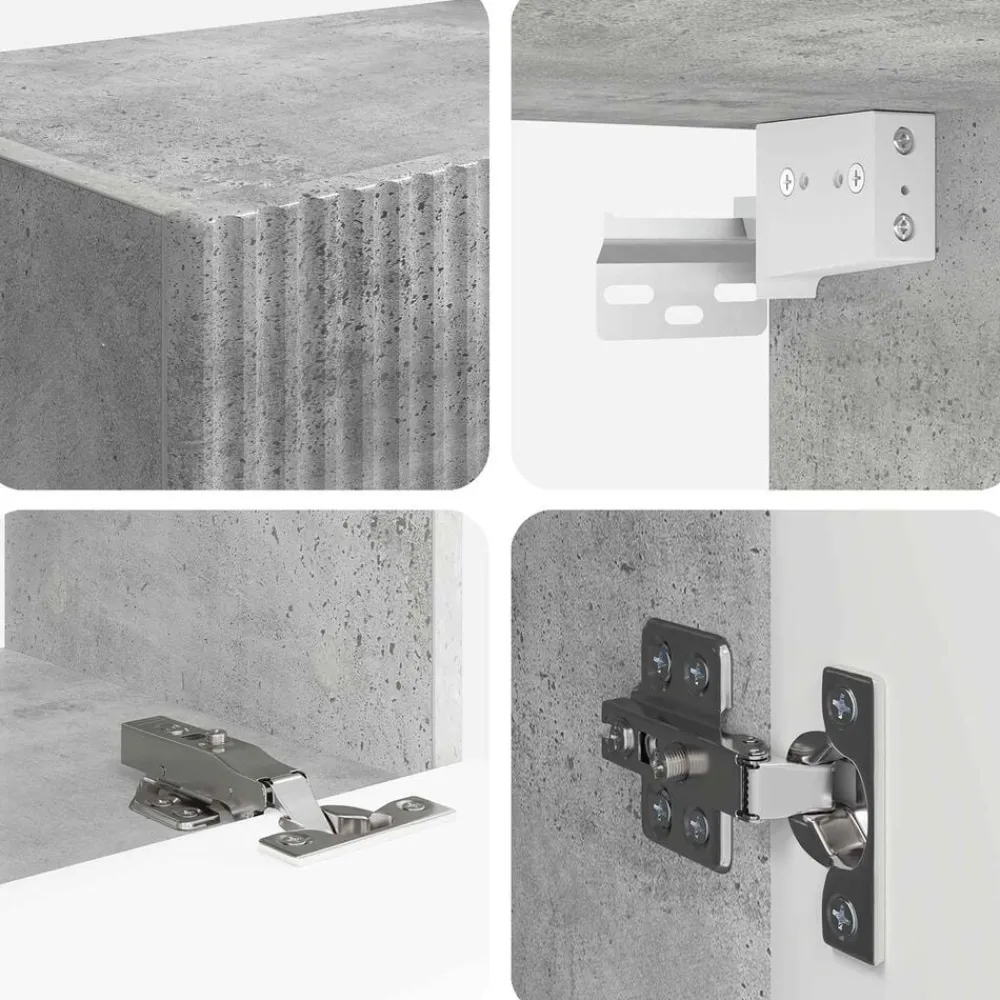 vidaXL Muebles Tv-Conjunto de mueble para TV de pared 4 pcs Gris Concreto