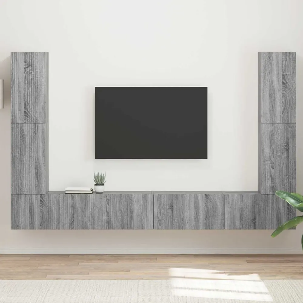 vidaXL Muebles Tv-Conjunto de mueble de TV 8 pcs Madera de ingeniería