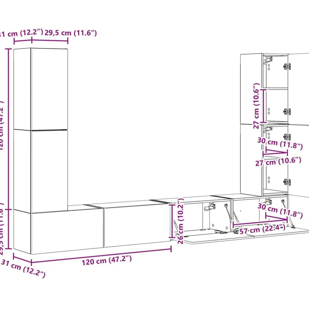 vidaXL Muebles Tv-Conjunto de mueble de TV 8 pcs Madera de ingeniería