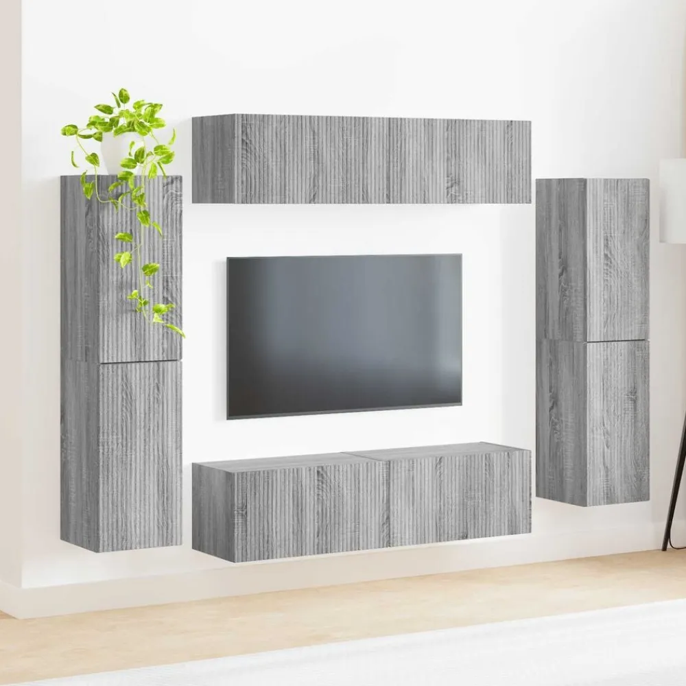 vidaXL Muebles Tv-Conjunto de mueble de TV 8 pcs Madera de ingeniería