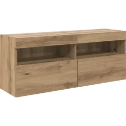 vidaXL Conjunto de mueble de TV en la pared con luces LED 7 pcs Roble artisan