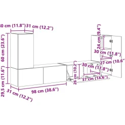 vidaXL Conjunto de mueble de TV 4 pcs Gris Concreto Gris hormig&oacute;n Online