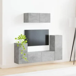 vidaXL Conjunto de mueble de TV 4 pcs Gris Concreto Gris hormig&oacute;n Online