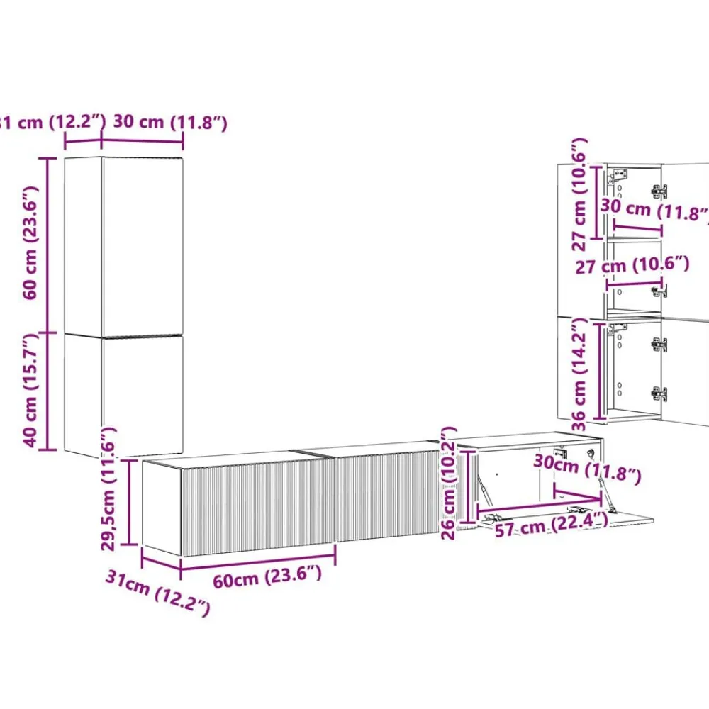 vidaXL Muebles Tv-Conjunto de mueble de TV 4 pcs