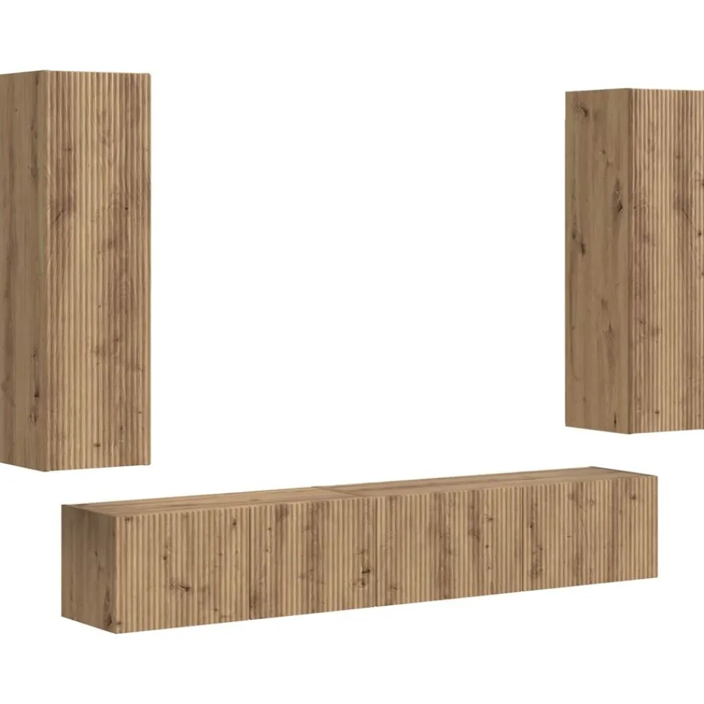 vidaXL Muebles Tv-Conjunto de mueble de TV 3 pcs Roble artesanal