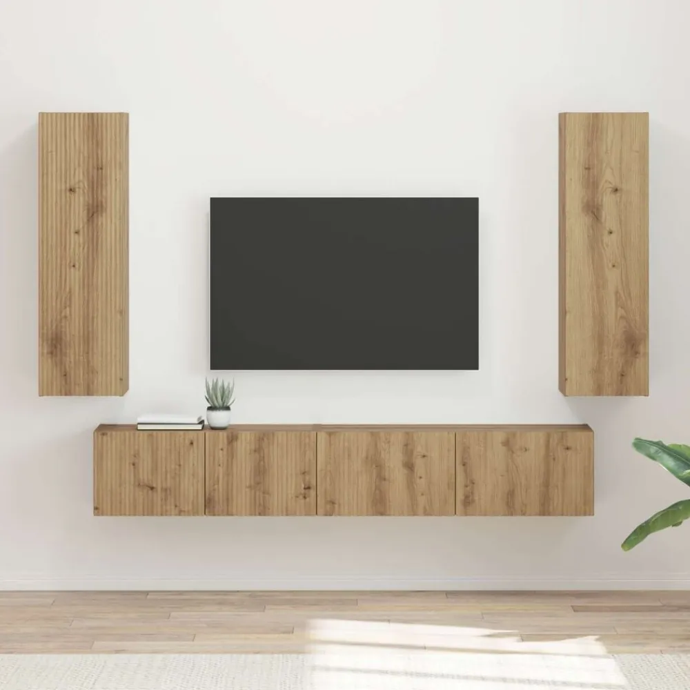 vidaXL Muebles Tv-Conjunto de mueble de TV 3 pcs Roble artesanal