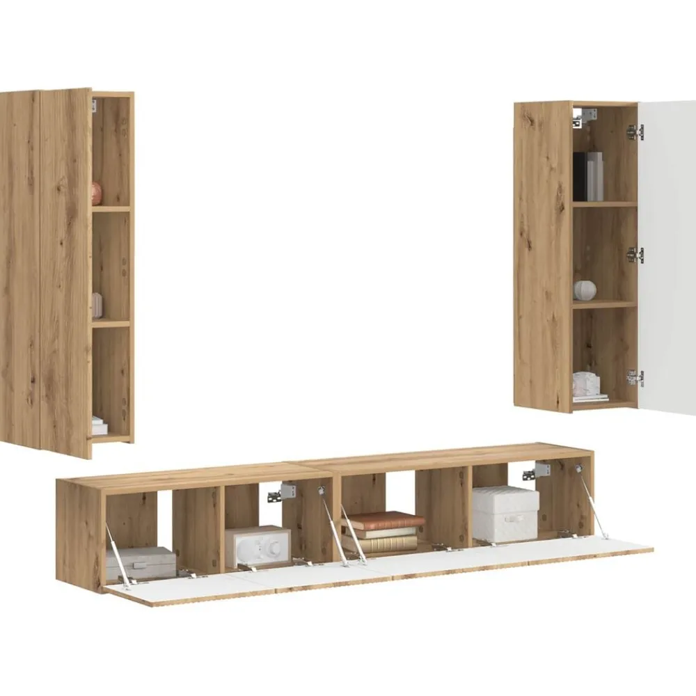 vidaXL Muebles Tv-Conjunto de mueble de TV 3 pcs Roble artesanal