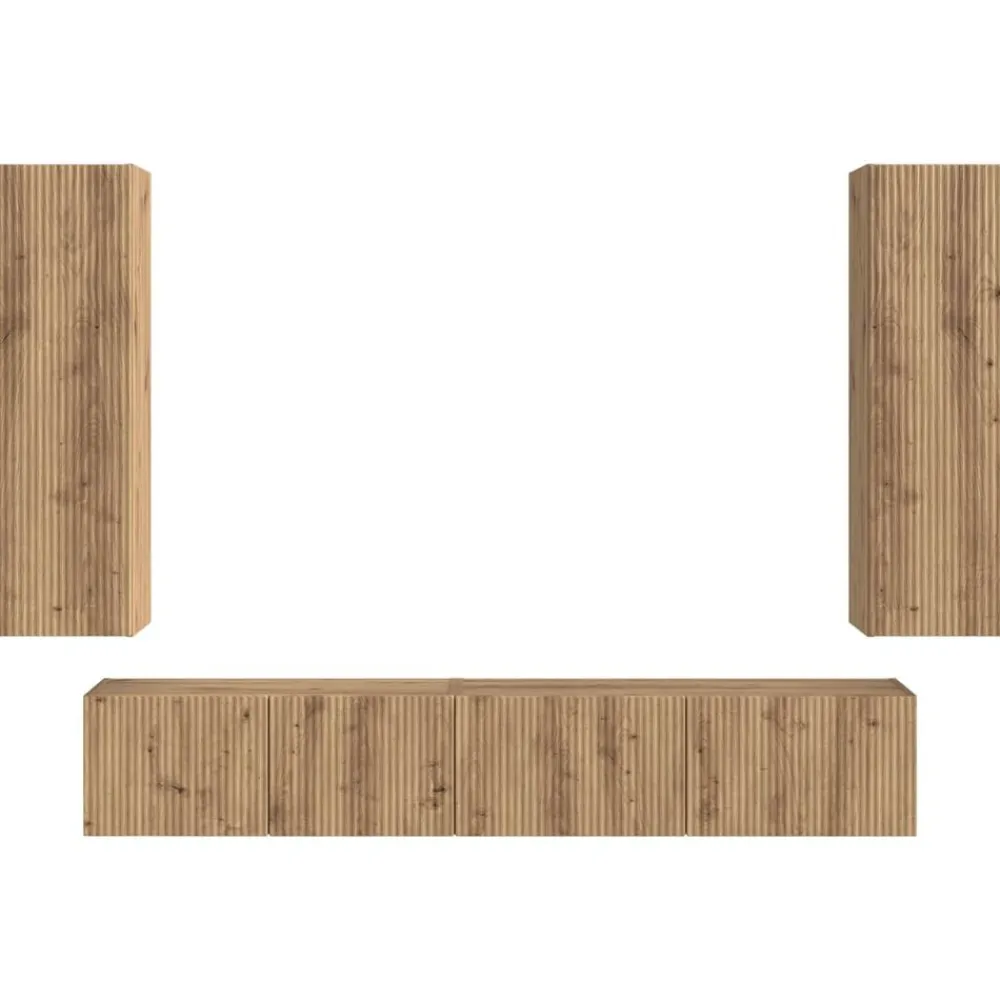 vidaXL Muebles Tv-Conjunto de mueble de TV 3 pcs Roble artesanal