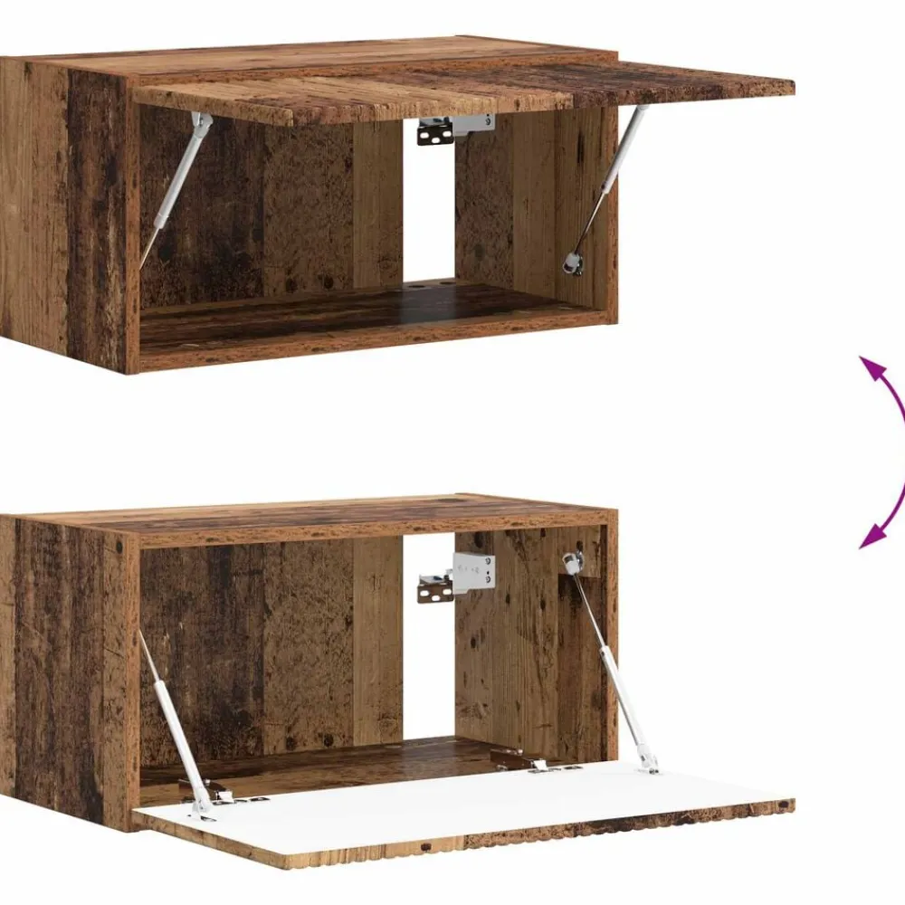vidaXL Conjunto de mueble de TV Montaje en la pared 4 pcs Madera vieja Madera envejecida Discount