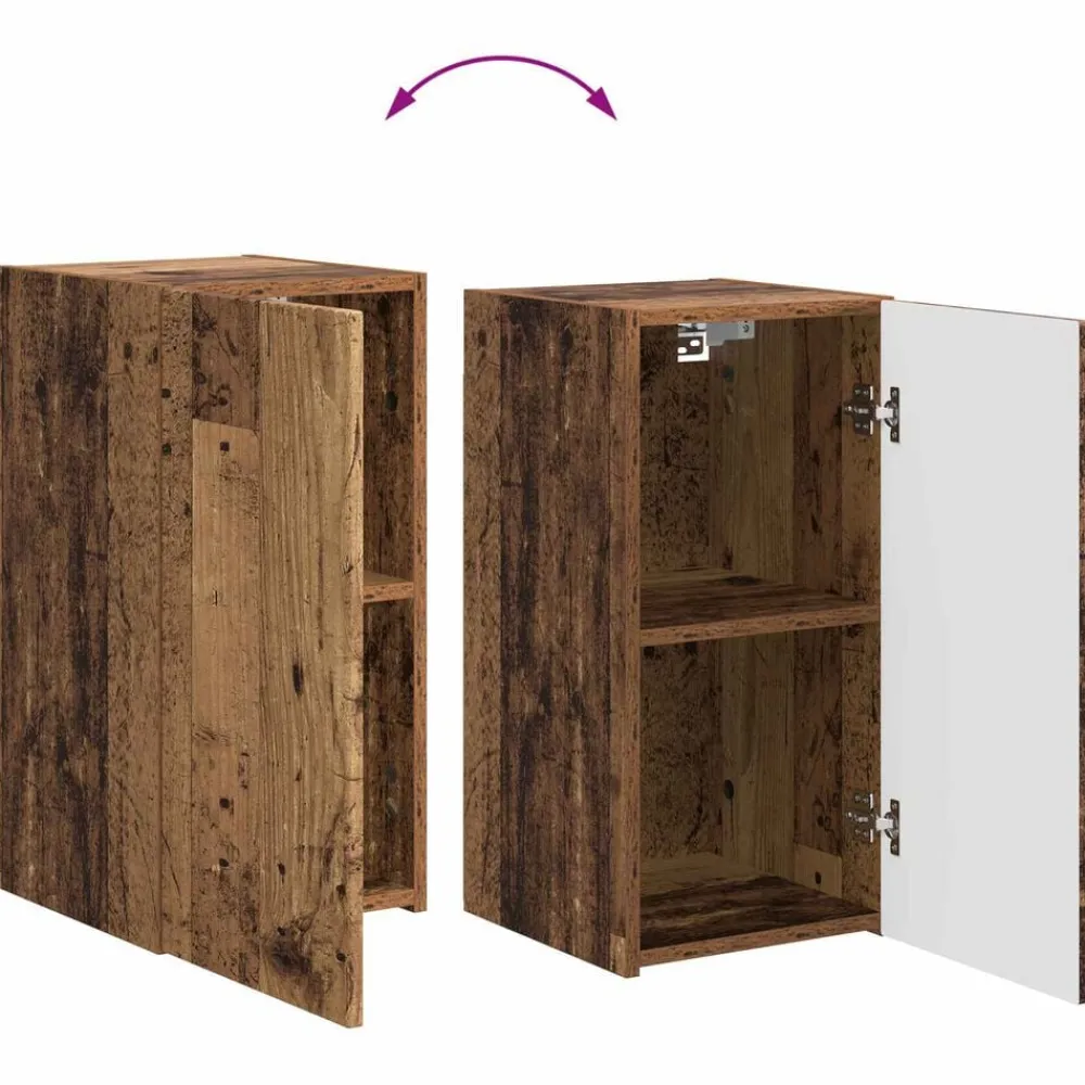 vidaXL Conjunto de mueble de TV Montaje en la pared 4 pcs Madera vieja Madera envejecida Discount