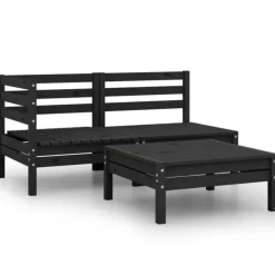 vidaXL Muebles De Jardín-Conjunto de muebles de jardín 3 piezas madera maciza pino