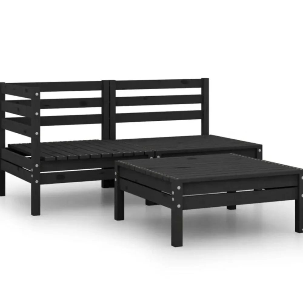vidaXL Muebles De Jardín-Conjunto de muebles de jardín 3 piezas madera maciza pino