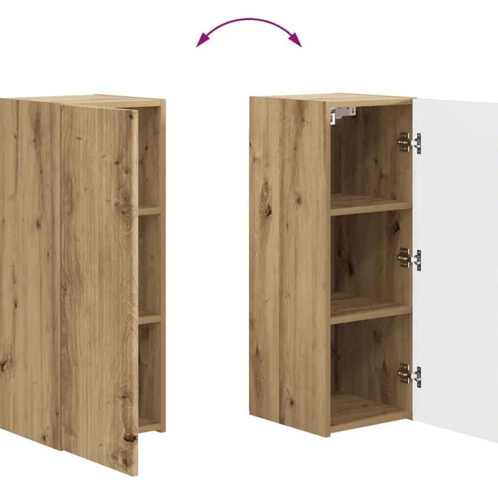vidaXL Conjunto de mueble para TV de pared 4 pcs Roble artesanal Roble artisan Clearance