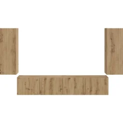 vidaXL Conjunto de mueble para TV de pared 4 pcs Roble artesanal Roble artisan Clearance