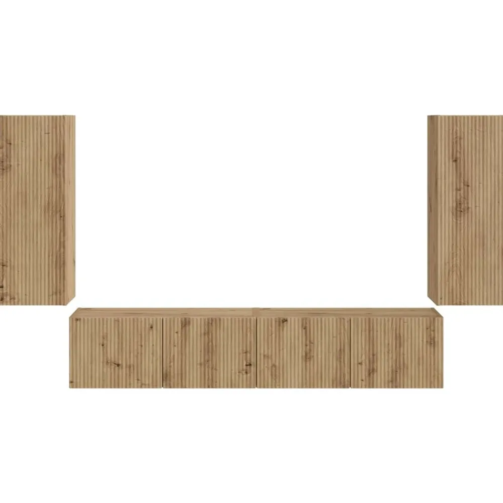 vidaXL Conjunto de mueble para TV de pared 4 pcs Roble artesanal Roble artisan Clearance
