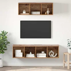 vidaXL Muebles Tv-Conjunto de mueble de TV Montaje en la pared 2 pcs