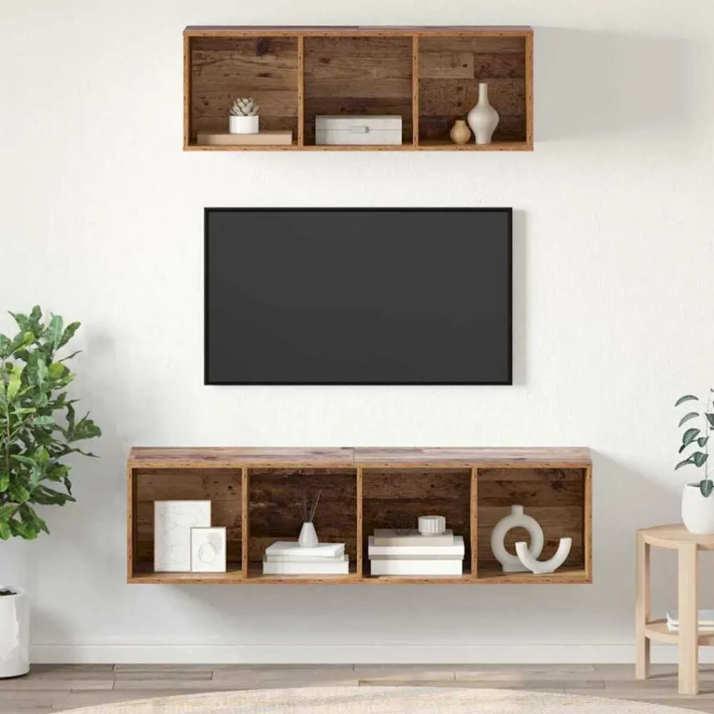 vidaXL Muebles Tv-Conjunto de mueble de TV Montaje en la pared 2 pcs
